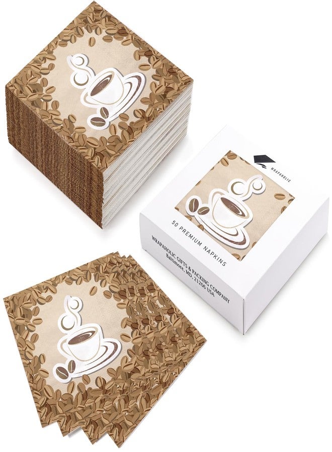 WRAPAHOLIC 50Pcs Coffee Bean Luncheon Napkins - 3-Ply Love is Brewing Theme Disposable Paper Napkins for Coffee Lovers Love is Brewing Wedding Shower Engagement Party - 6.5 x 6.5 In - Image 3