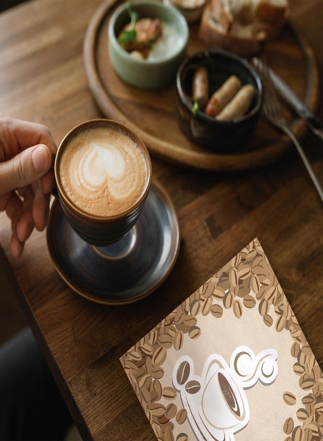 WRAPAHOLIC 50Pcs Coffee Bean Luncheon Napkins - 3-Ply Love is Brewing Theme Disposable Paper Napkins for Coffee Lovers Love is Brewing Wedding Shower Engagement Party - 6.5 x 6.5 In - Image 4