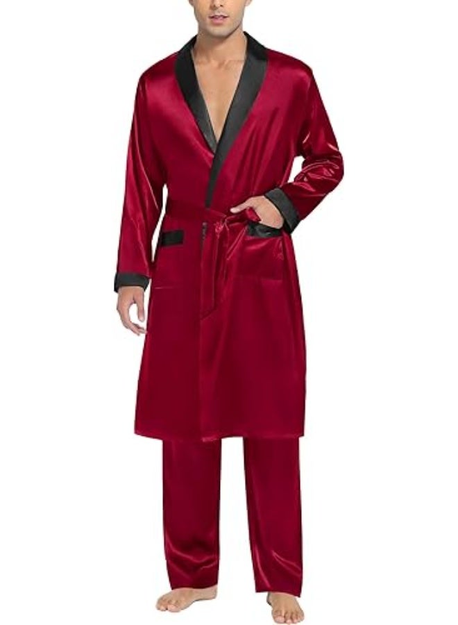 Men's satin robe and trousers set - Image 1