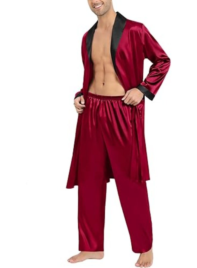 Men's satin robe and trousers set - Image 3
