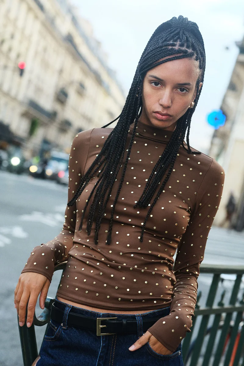 H&M Studded turtleneck top