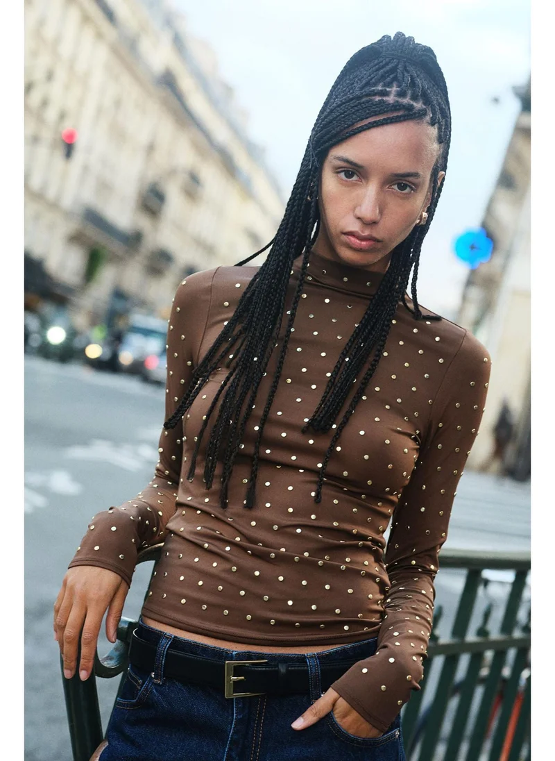 اتش اند ام Studded turtleneck top