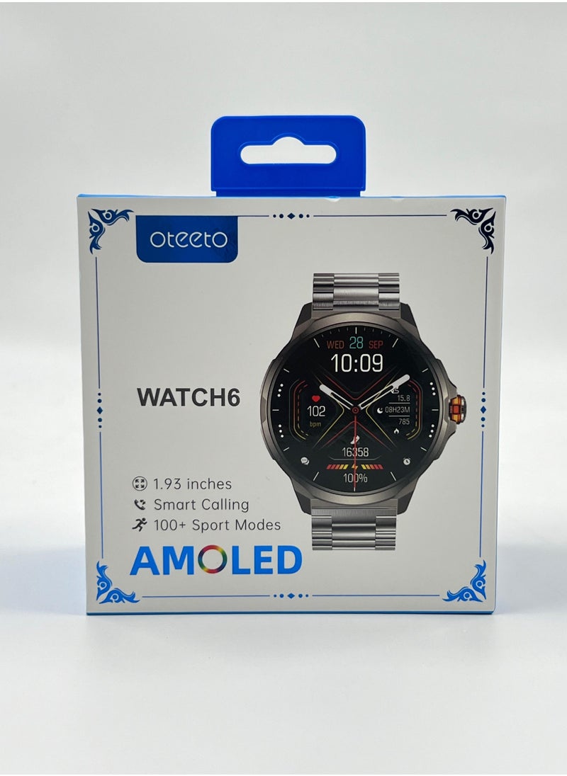 Oteeto - Oteeto Watch 6 1.93 Inch AMOLED Display Smart watch With 2 Pair Strap and Wireless Charger For Men's - Image 1