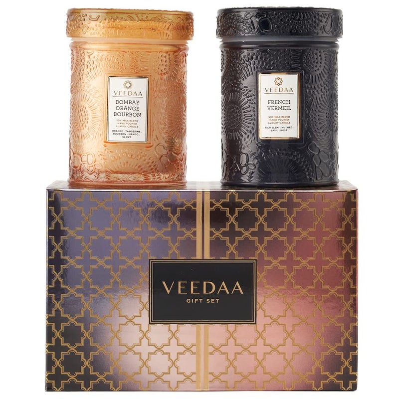 VEEDAA Mandala Glass Duo Candles Gift Set Style 5