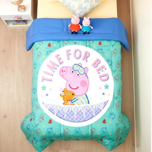 Athom Living Peppa Pig Character Themed Kids Comforter, Soft & Lightweight, Durable Bedding for Girls, Cozy & Vibrant Printed Bedspread, Machine Washable | 390 GSM, 135x220 cm - Image 1