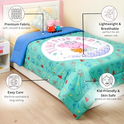 Athom Living Peppa Pig Character Themed Kids Comforter, Soft & Lightweight, Durable Bedding for Girls, Cozy & Vibrant Printed Bedspread, Machine Washable | 390 GSM, 135x220 cm - Image 4