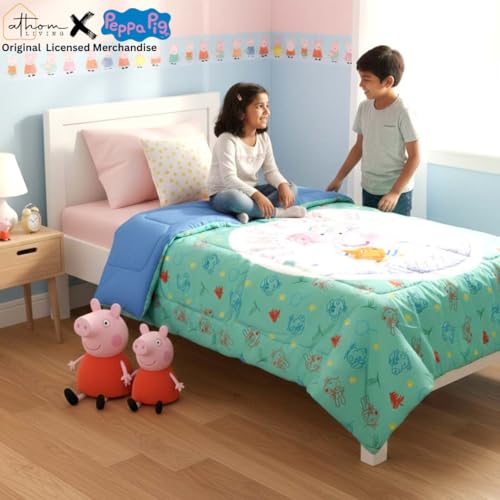 Athom Living Peppa Pig Character Themed Kids Comforter, Soft & Lightweight, Durable Bedding for Girls, Cozy & Vibrant Printed Bedspread, Machine Washable | 390 GSM, 135x220 cm - Image 3