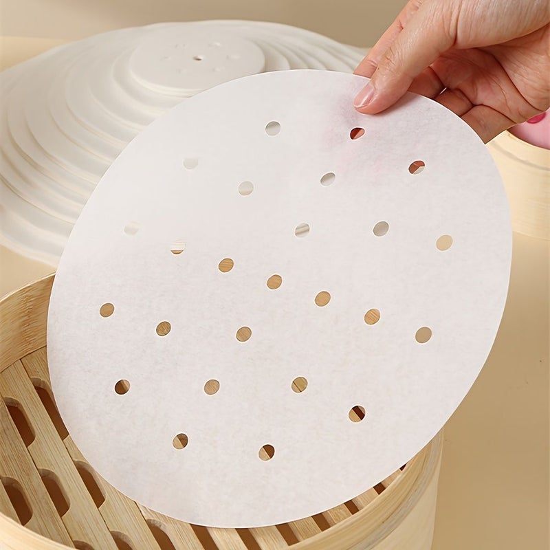 100 Disposable Steamer Liners 7.5cm Non-Stick Grease Proof Parchment Paper for Baking and Air Fryer - Image 1
