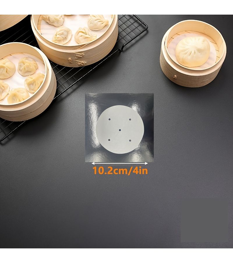 100 Disposable Steamer Liners 7.5cm Non-Stick Grease Proof Parchment Paper for Baking and Air Fryer - Image 3