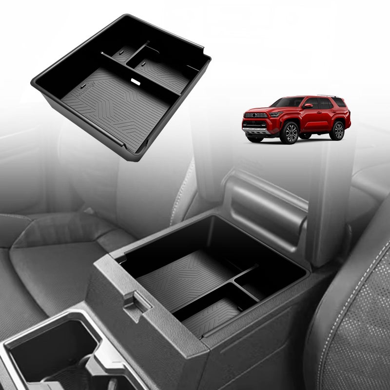 Muslogy Center Console Organizer Compatible with 2025 2026 Toyota 4Runner Accessories Armrest Middle Console Divider Storage Box with Card Slot Tray Divider Insert Organizer ABS Material - Image 1