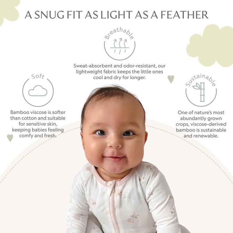 Bamboo Little Soft Baby Footie Pajamas, Baby Clothes, Newborn Sleepers, 95% Viscose and 5% Spandex, Bunny, 3-6 Months - Image 3