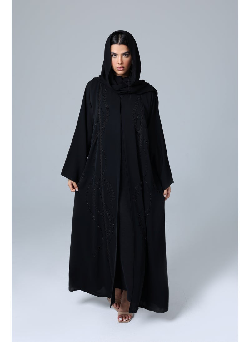 اكسا عباية فخمة تطريز دقيق كرستال - Image 1