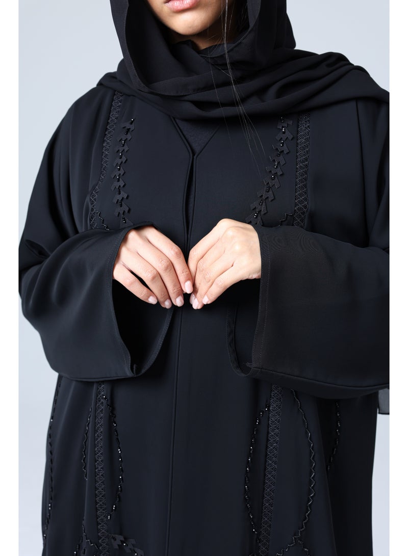 اكسا عباية فخمة تطريز دقيق كرستال - Image 2