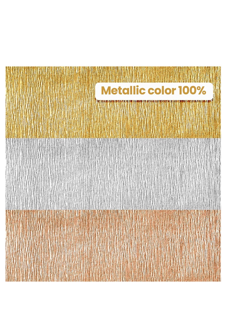 Crepe Paper Streamers Pack of Metallic Gold Silver Rose Gold Party Streamers for Party Decorations Birthday Decorations Wedding Decorations 9 Rolls - Image 4