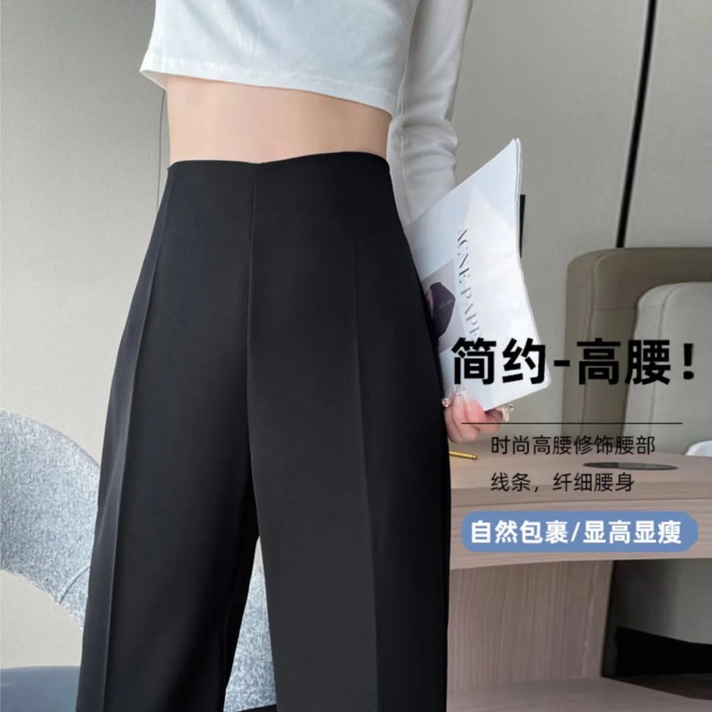 Narrow Wide Leg Pants Women'S Summer Style Pants For Small Men Draped Straight Pants Loose High Waist Micro-Lara Pants - Image 5