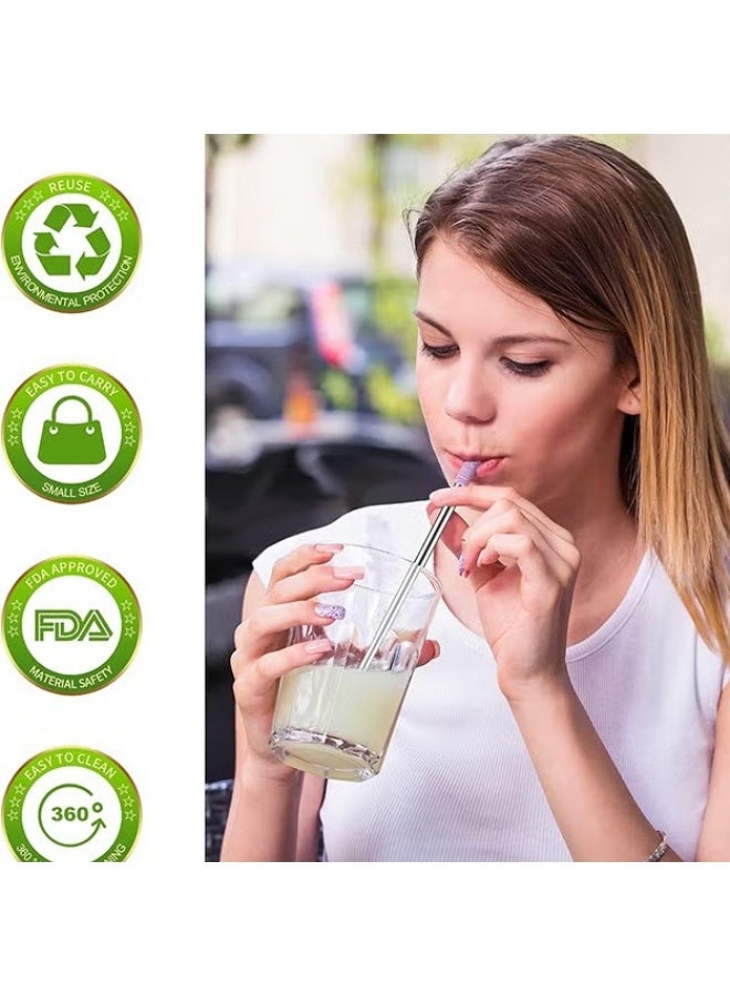 EETU Metal Straws,3 Pack Reusable Collapsible Stainless Steel Straw,Portable Telescopic Straws Drinking Easy To Clean With Silicone Tips,Travel Case,Keychain,Cleaner Brush - Image 3