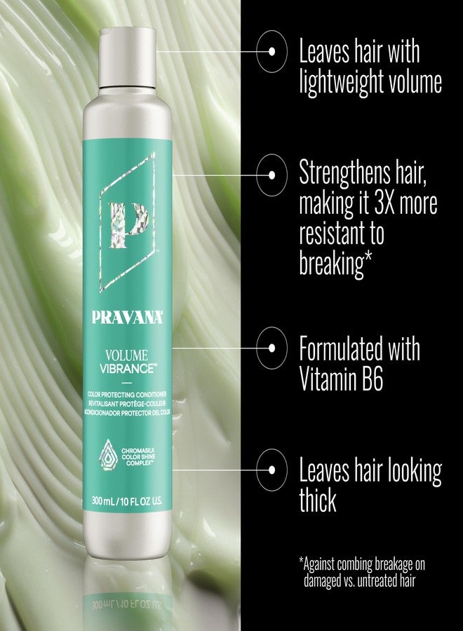 Pravana Volume Vibrance Conditioner | Adds Lightweight Volume, Lift & Fullness | For Fine, Color Treated Hair | Strengthens & Reduces Breakage | Chromasilk Enhances Shine & Protection | 10 Fl Oz - Image 2