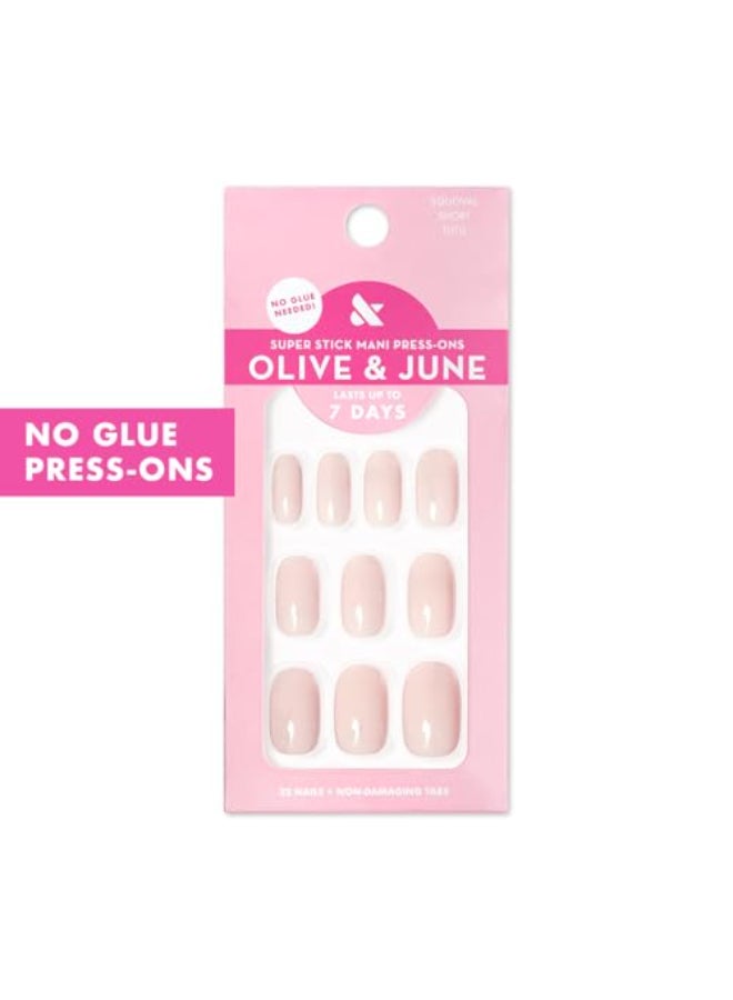 Olive & June Olive June Classic Super Stick Mani Press On Nails Valentines Day Short Squoval No Glue Needed 32 Tab Nails in 16 Sizes NonToxic Tabs Easy OnOff NonDamaging 7Day Wear Tutu Pastel Pink - Image 2