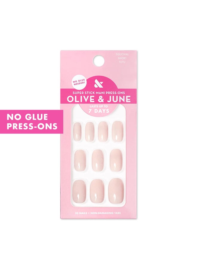 Olive & June Olive June Classic Super Stick Mani Press On Nails Valentines Day Short Squoval No Glue Needed 32 Tab Nails in 16 Sizes NonToxic Tabs Easy OnOff NonDamaging 7Day Wear Tutu Pastel Pink - Image 3