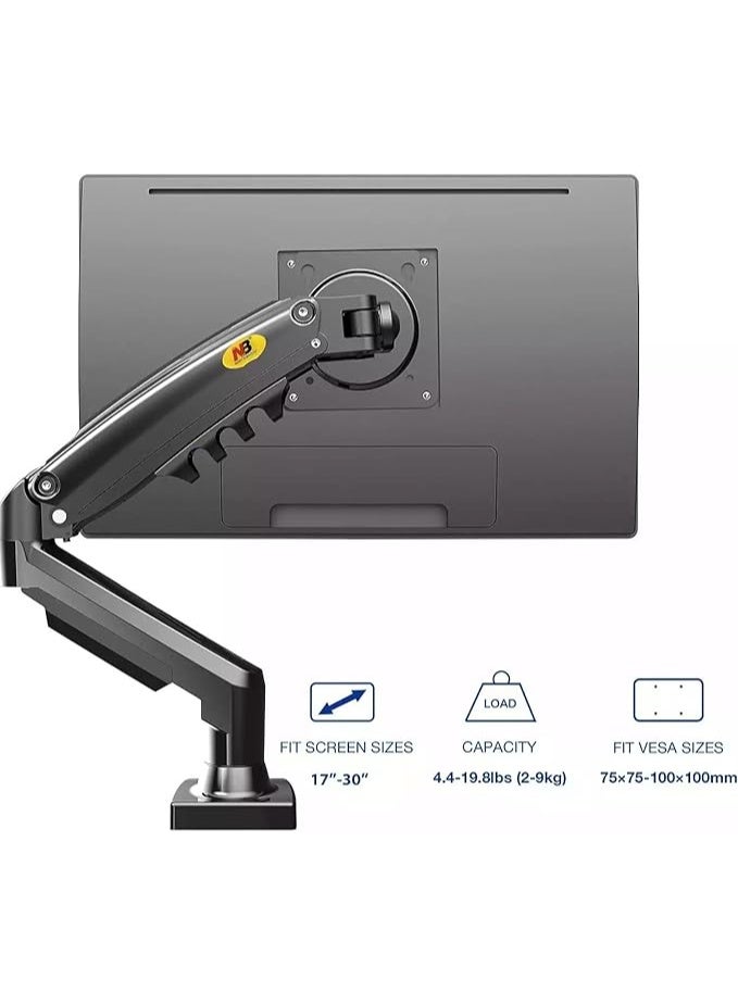 NB F80 Single Arm Shockproof Monitor Mount for 17-30 inch Tabletop Monitors - Black - Image 1