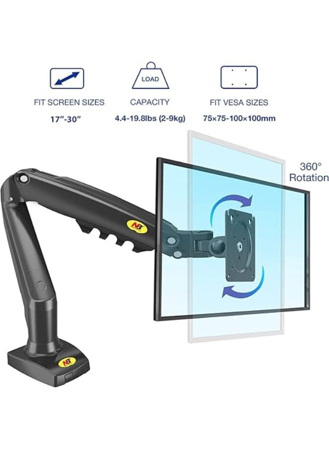 NB F80 Single Arm Shockproof Monitor Mount for 17-30 inch Tabletop Monitors - Black - Image 4