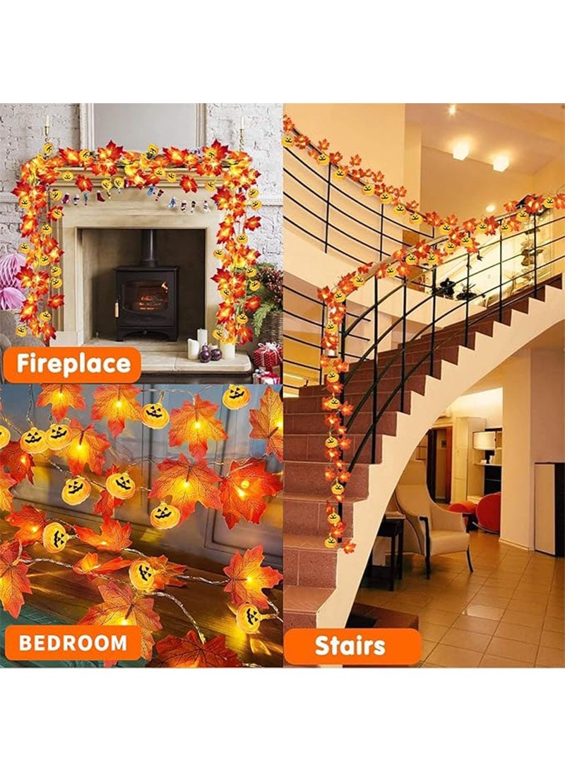 يواوليتي زينة الهالوين، 14.7 قدم أضواء اليقطين بأوراق القيقب، أضواء زينة الهالوين، مستلزمات الهالوين وديكور للمنزل في الهواء الطلق للحفلات الخارجية - Image 4