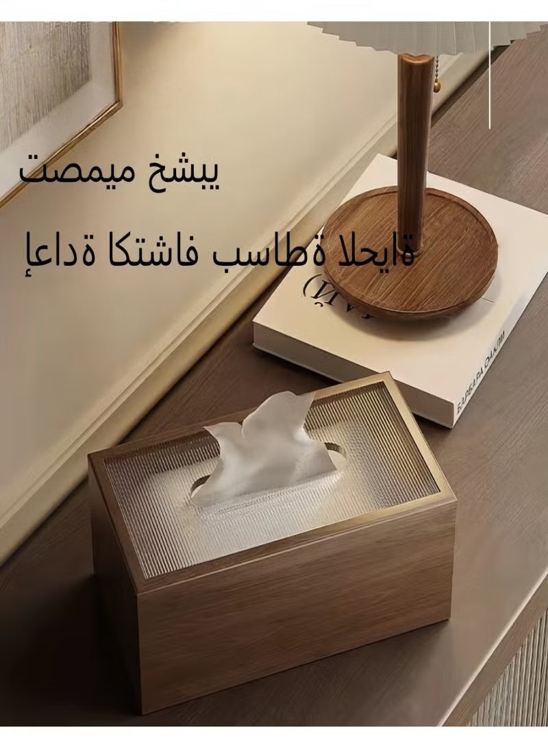 حامل صندوق أنسجة حبيبات خشب الجوز للغرفة المعيشية، طاولة الطعام، مكتب المكتب، الفندق، السيارة - Image 2