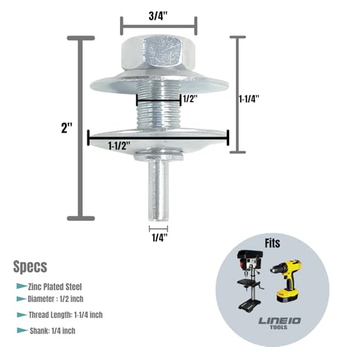 LINE10 Tools 1/2-Inch Drill Arbor Adapter for Buffing and Grinding Wheels - Image 4