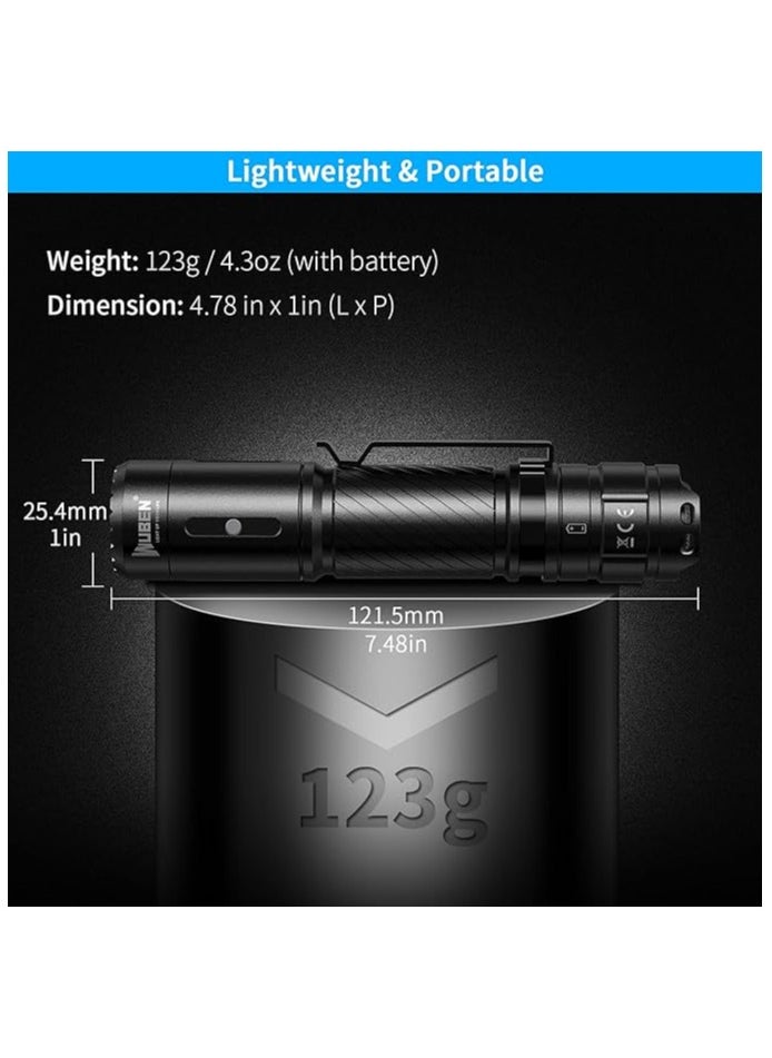 WUBEN - WUBEN C3 Flashlights 1200 Lumen Flashlight led Rechargeable Torch Light Rechargeable 6 Modes, Water Resistant, Handheld Light - Best Camping, Outdoor, Emergency, Everyday Flashlights - Image 1