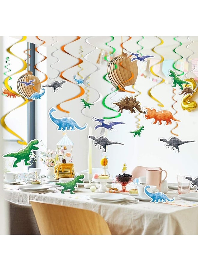 Wernnsai Watercolor Dinosaur Hanging Swirl - 24PCS Dinosaur Party Decorations for Boys Kids Dino Theme Birthday Party Supplies Jurassic World Hanging Spiral Garlands Ceiling Decor - Image 3