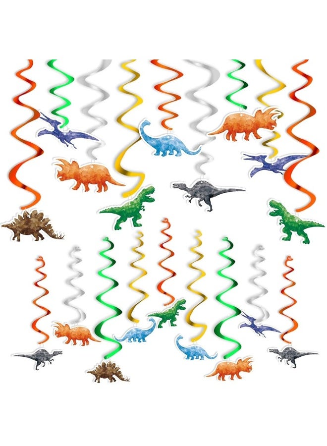 Wernnsai Watercolor Dinosaur Hanging Swirl - 24PCS Dinosaur Party Decorations for Boys Kids Dino Theme Birthday Party Supplies Jurassic World Hanging Spiral Garlands Ceiling Decor - Image 2