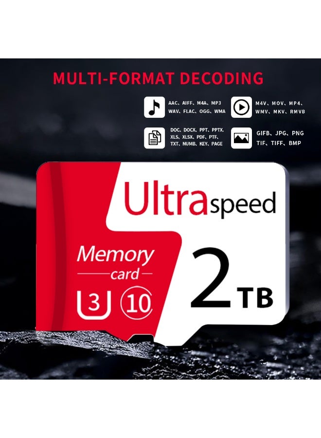 بطاقة SD ميكرو 2TB بطاقة الذاكرة SD بطاقة TF فئة 10 بطاقة SD نقل عالية السرعة مع محول لكاميرات داش وكاميرات العمل وكاميرات المراقبة والأمن - Image 5