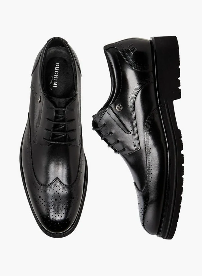 DUCHINI Men Perforated Leather Derby Shoes