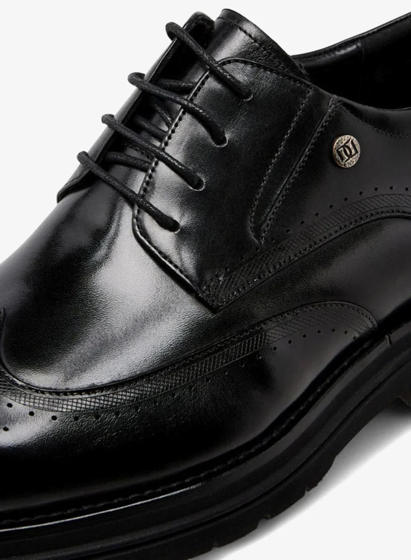 DUCHINI Black Men Perforated Leather Derby Shoes for Men | Best Price UAE