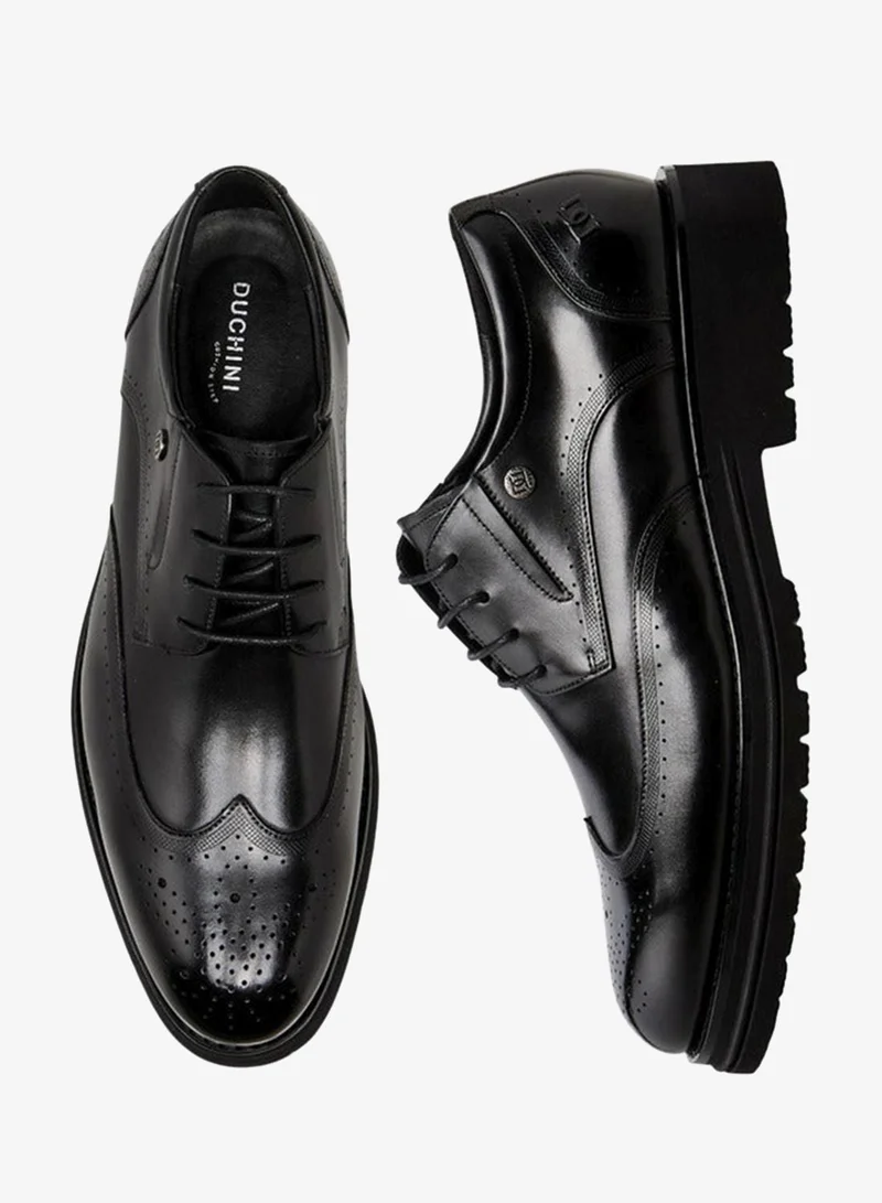 DUCHINI Men Perforated Leather Derby Shoes
