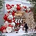 Partycus Red White Christmas Balloon Arch Kit Double Stuffed Ruby Red Pearl White Silver Balloon Garland with Snowflake Latex Santa Hat Foil Balloons for Winter Xmas Birthday Baby Shower New Year Party Decor - Image 4