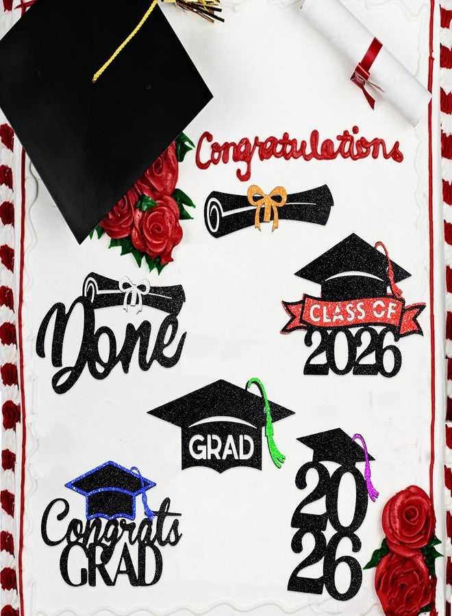 Chewarelly 24 Pack 2026 Congrats Grad Cupcake Toppers Set, Pre Assemble Graduation Cupcake Decor, Class of 2026 Cupcake Picks for Senior High School College Grad Party Decorations(Black with Gold) A - Image 3