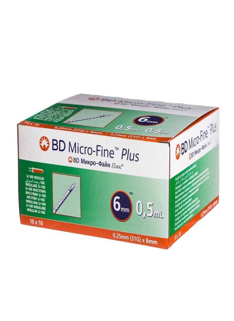 BD Micro-Fine Plus Insulin 0.5 ml Syringe 31Gx6mm 100pcs  - Image 2
