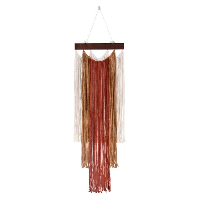 iHUFeather Macrame Wall Hanging Boho Wall Tapestry, Handmade Woven Wall Art for Living Room Bedroom Bohemian Home Decor 47.2" L x 15.7" W (Deep Red) - Image 1