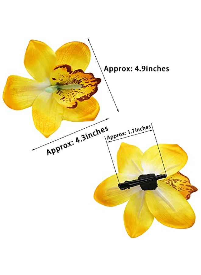 CellElection 9 Pack Multicolored Women Big Chiffon Orchid Flower Bohemian Flowers Hair Clip for Bridal Wedding Accessory Hair Pins Hair Barrette Accessories - Image 4