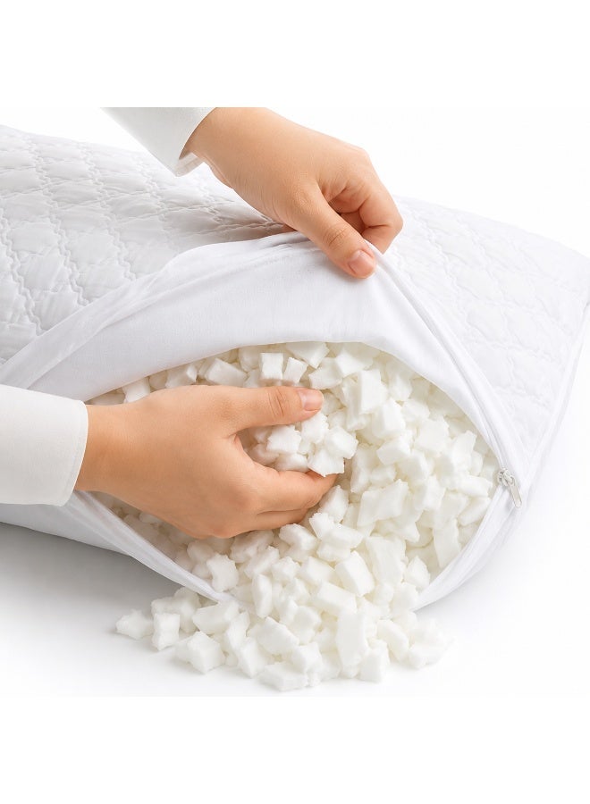 **Hotel-Style Adjustable Loft Pillow with Shredded Foam Filling and Zipper – Soft Quilted Fabric for Comfortable Head and Neck Support** - Image 4