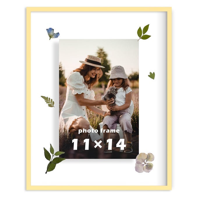 11X14 DELUXE BRASS GOLD ALUMINUM CONTEMPORARY STYLE FLOATING PICTURE FRAME WITH TEMPERED GLASS