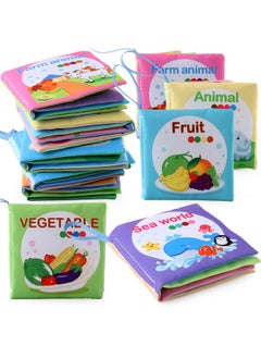 Generic Enlightenment Early Education Baby Cloth Books English Animal Transportation Cognitive Books Baby Cloth Books-Color:4 Pages 8 Marine Animals 25.6g  - Image 3