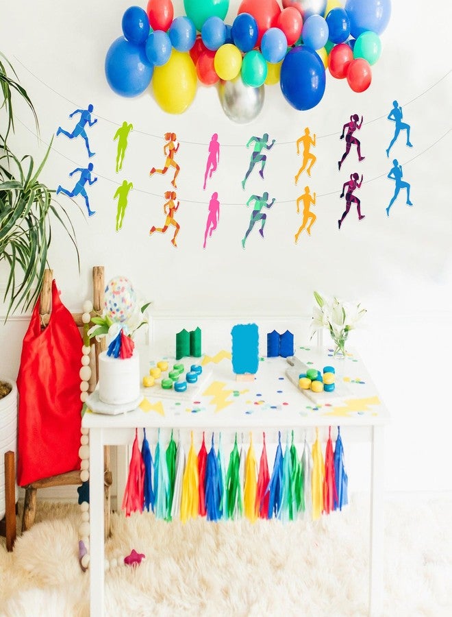 Fangleland 2Pcs Running Garland Banners Decorations - Running Theme Bunting Garland Hanging Decors, Marathon Sport Themed Birthday Party Supplies Photo Booth Props - Image 5