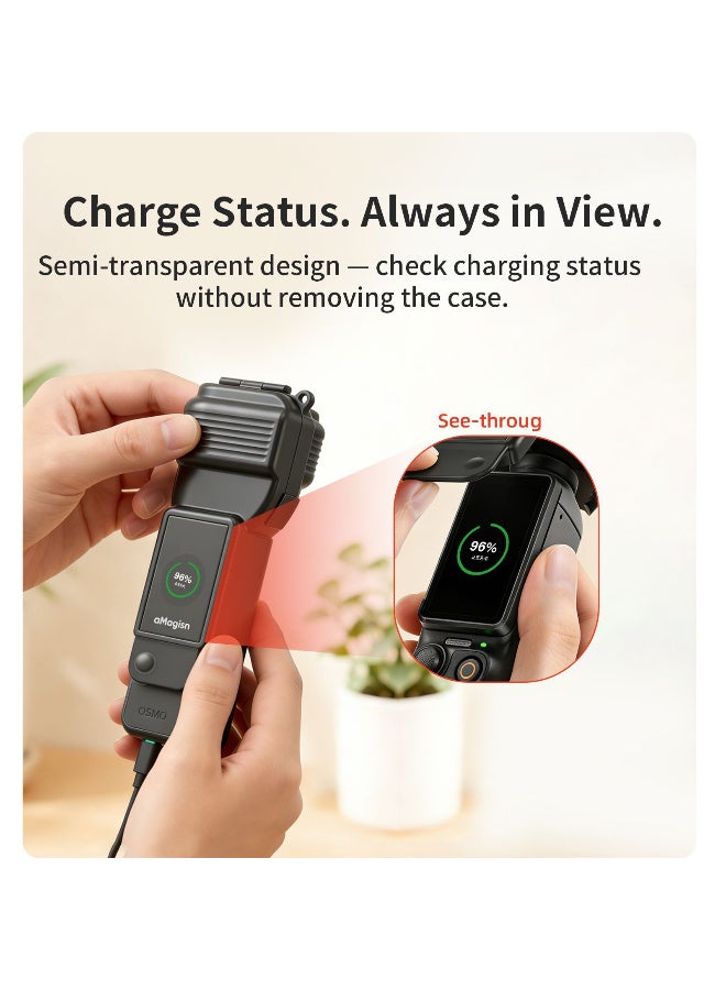 aMagisn متوافق مع DJI Osmo Pocket 4، غطاء حماية شفاف جزئيًا للكاميرا المحمولة بتصميم حماية كامل، بطانة إسفنجية مقاومة للصدمات، حقيبة حماية مدمجة للكاميرا - Image 4