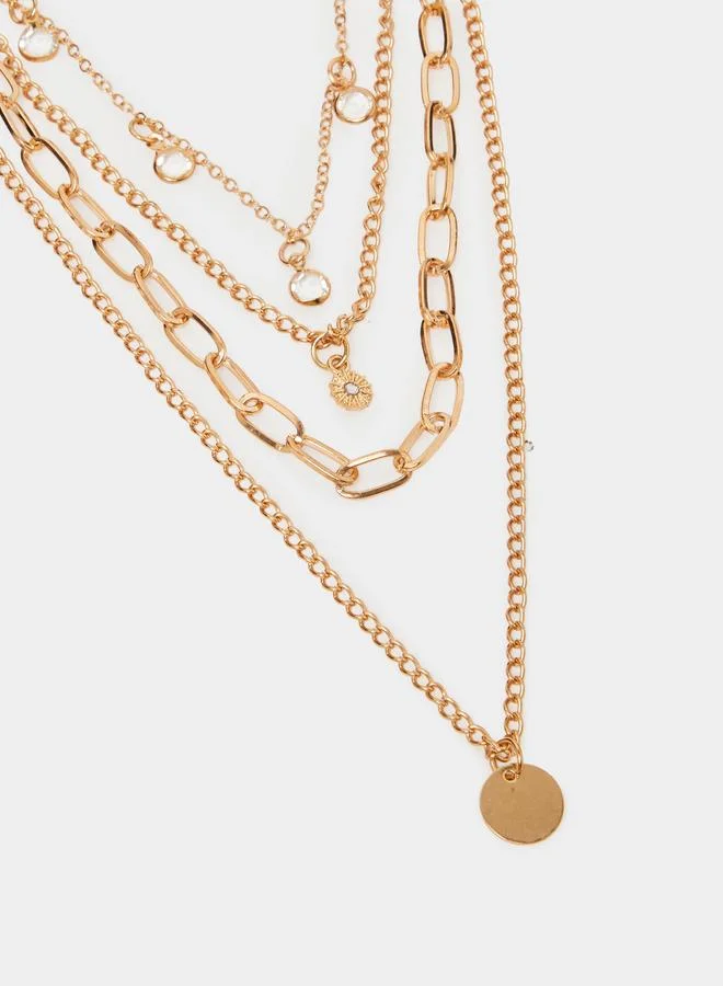 ستايلي Coin Drop Multi Layer Necklace