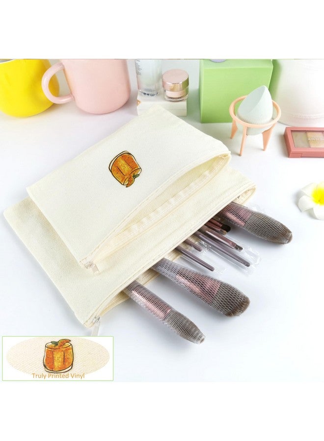 Koolmox Canvas Pouch With Zipper Bulk 20 Pcs 9X7'' Cosmetic Bag Multipurpose Makeup Bag With Zipper Canvas Bag Large Travel Toiletry Pouch Diy Craft Bag Purse Bags Pencil Bag Blank Beige - Image 3