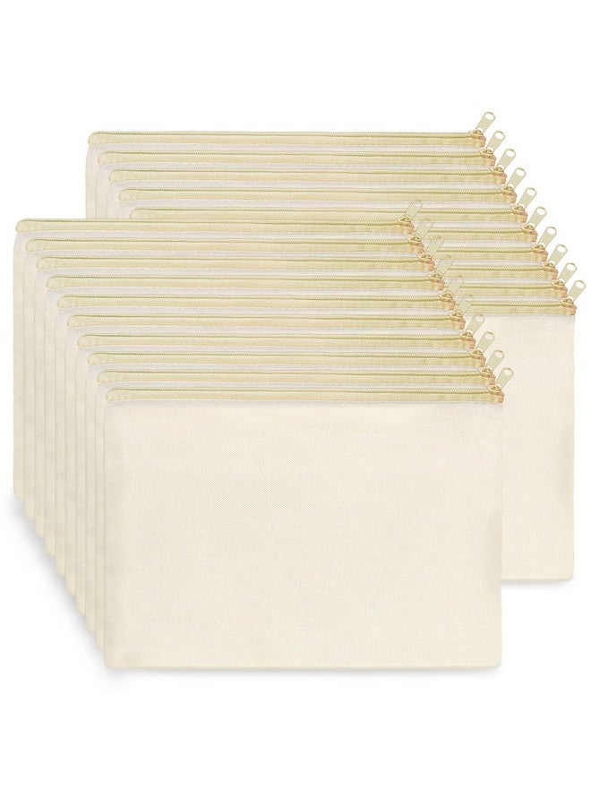 Koolmox Canvas Pouch With Zipper Bulk 20 Pcs 9X7'' Cosmetic Bag Multipurpose Makeup Bag With Zipper Canvas Bag Large Travel Toiletry Pouch Diy Craft Bag Purse Bags Pencil Bag Blank Beige - Image 1