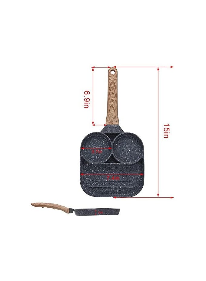 Egg Frying Cooking Pan Divided Grill Frying Pot Grey 490grams