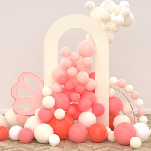 LEBENGURU Upgraded 7.2FT Open Arch Backdrop Cover,Beige Spandex Fitted Round Top Wedding Arches,Double-Sided U-Shaped Arch Chiara Stand Covers for Birthday Party Baby Shower Banquet Balloon Décor - Image 1